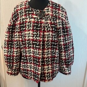 W.D.N.Y Elegant Black and Red Tweed Cape